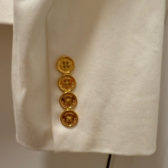 LAUREN RALPH LAUREN White Cotton Preppy Minimalist Blazer | Women’s XL - Picture 2 of 4